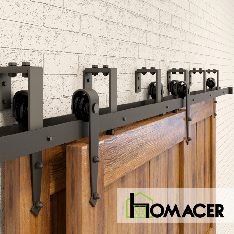 Homacer Double Bypass Barn Door Hardware Kit Wayfair